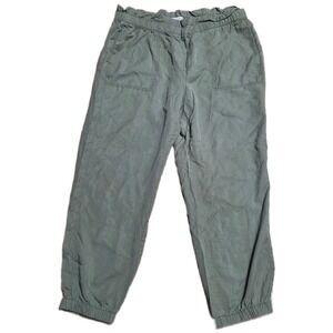 LOFT Paperbag Waist Jogger Pants Women's Size L Green Lyocell